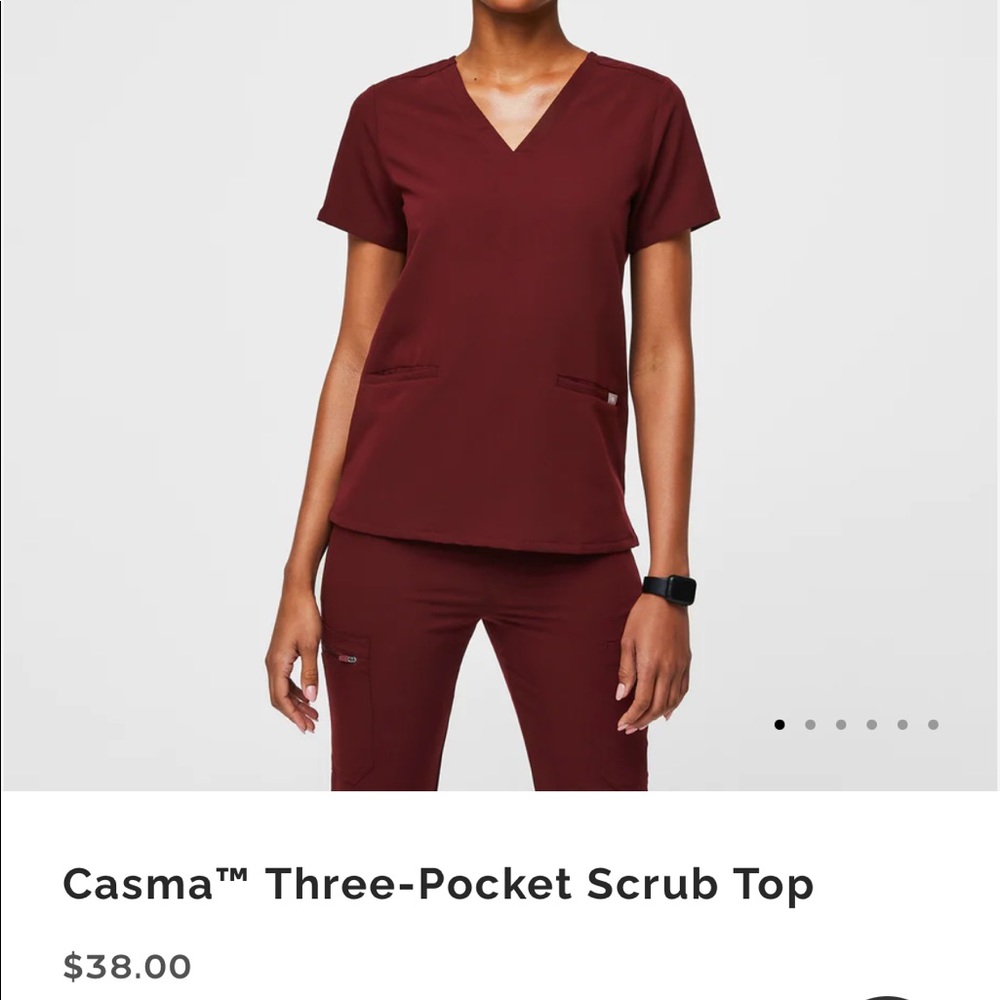 Figs Burgandy small Casma three pocket top